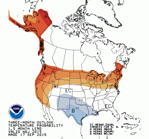 Forecast for Nov-Dec-Jan of 2015 is for above normal temperatures and below normal prec (graph not shown) Source: CPC